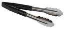 Tablecraft Stainless Steel Vinyl-Coated V-Hinge Tong with Black Handle, 9 inch