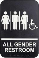 Tablecraft Plastic Ada Compliant White on Black Braille Gender Neutral Sign, 6 x 9 inch