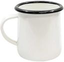 Tablecraft Enamelware Collection Creamy White with Black Rim Mug, 12 Ounce