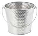 Tablecraft Stainless Steel with Embossed Brick Pattern Round Pail with Handle, 8.125 x 8.125 x 7 inch