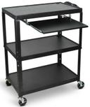 Luxor Extra-Large Adjustable-Height Steel AV Cart with Pullout Keyboard Tray, 32 x 20 x 24 to 42 inch in 2 inch increments