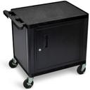 Luxor Black Cabinet AV Cart with Three Shelves, 24 x 18 x 26 inch