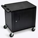 Luxor Black 2 Shelves Cabinet AV Cart with Electric Assembly, 24 x 18 x 26 inch Height