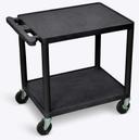 Luxor Black Two Shelves Electric AV Cart, 24 x 18 x 26 inch Height