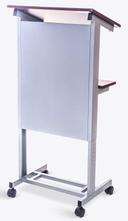 Luxor Dark Walnut Rolling Adjustable- Height Podium, 23.5 x 16.5 x 40.5 - 48.5 inch Height