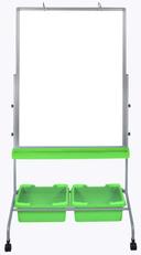 Luxor White Classroom Chart Stand with Storage Bins, 31 x 25 x 61 to 72 inch Height