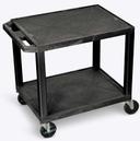 Luxor Black AV Cart with Two Shelves and Black Legs, 24 x 18 x 24.5 inch Height