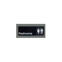 Winco Black Restrooms Information Sign with Symbol, 3 x 9 inch.