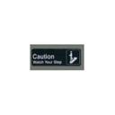 Winco Black Caution/Watch Your Step Information Sign with Symbol, 3 x 9 inch.