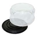 PET Black 9 inch Round Cake Base with Clear Scalloped Dome