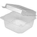 PET Clear 7 inch Square Rim Vented Produce Hinged Container