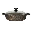 Bronzed Granite Round Induction Buffet Pot with Tempered Glass Lid, 128 Ounce