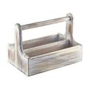 White Wood 9 7/8 inch Table Caddy, 6 count