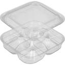 PET Clear 6 inch Square Four Compartment Tray with Domed Lid