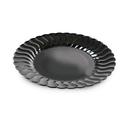 Flairware Polystyrene 10.25 inch Black Round Scalloped-Edge Dinner Plate