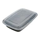 Black Polypropylene Rectangle Monogram To Go Container with Clear Top