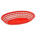 Winco Red Oval Fast Food Basket, 10 1/4 x 6 3/4 x 2 inch -- 3 per case.