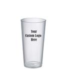Clear Crystal Styrene Plastic Pint with 1 COLOR Custom Logo