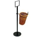 Matte Black Frame Single Willow Basket Stand with Sign Frame