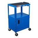 Luxor Blue Adjustable Height Steel AV Cart with Cabinet, 24 x 18 x 24 to 42 inch Height