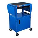 Luxor Blue Adjustable Height Steel Cabinet AV Cart with Pullout Keyboard Tray and Drop Leaf, 24 x 18 x 24 inch Height to 42 inch Height