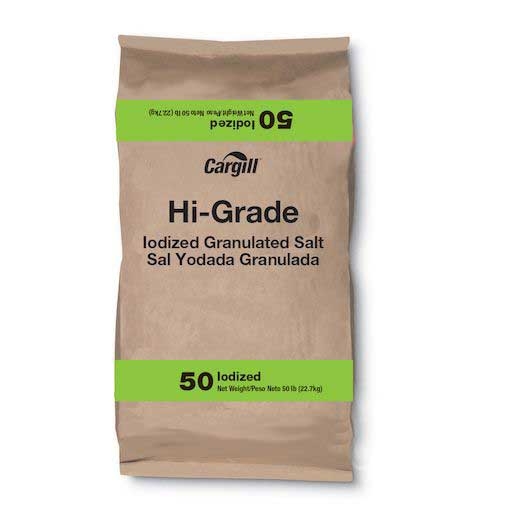 Cargill Hi Grade Iodized Granulated Salt, 50 Pound