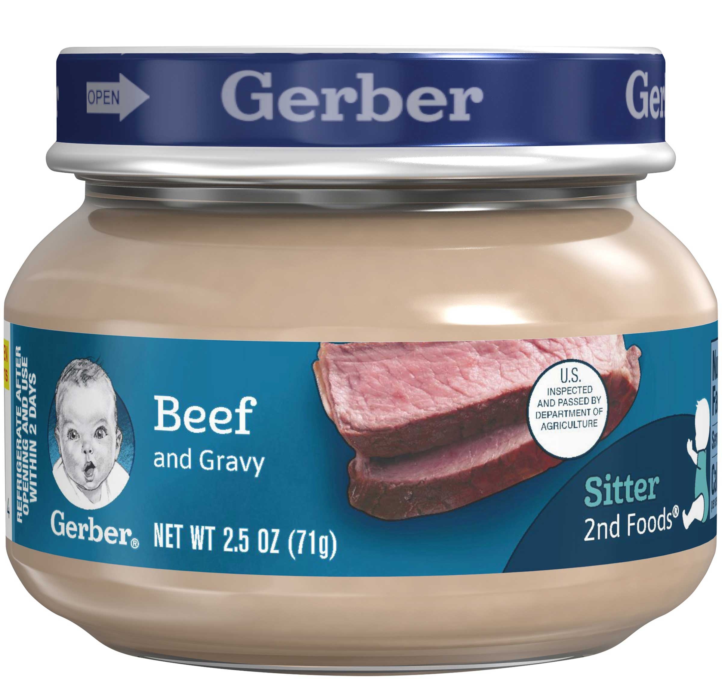 Gerber 2nd Foods Beef And Gravy, 2.5 Ounce Glass Jar -- 10 Per Case