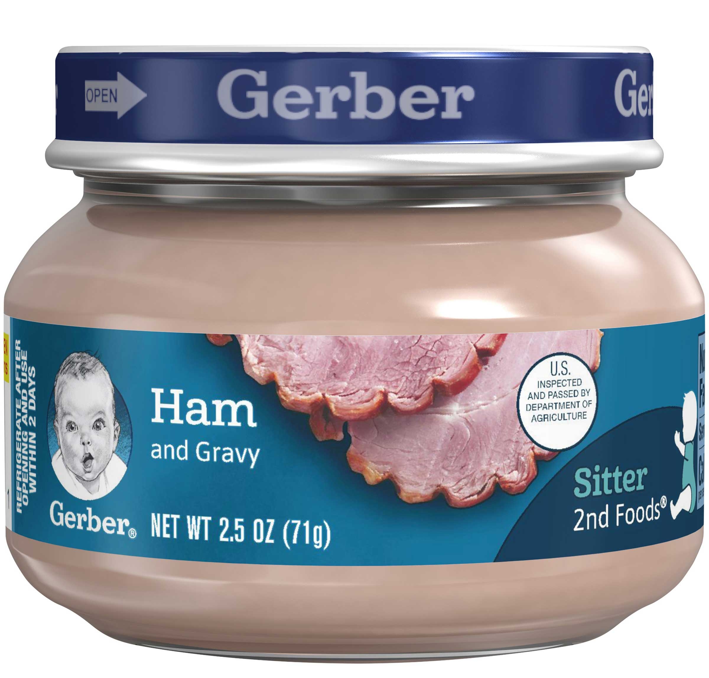 Gerber 2nd Foods Ham And Gravy, 2.5 Ounce Glass Jar -- 10 Per Case