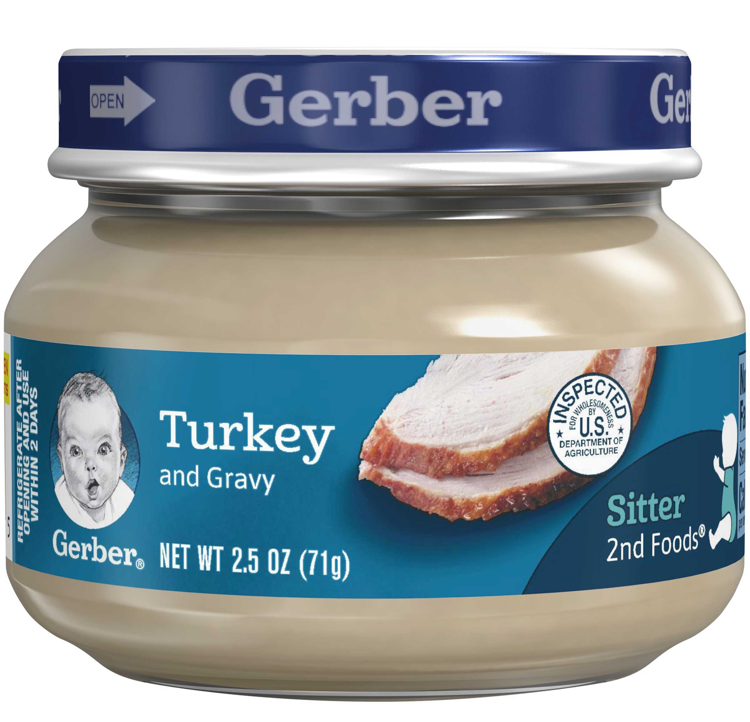 Gerber 2nd Foods Turkey And Gravy, 2.5 Ounce Glass Jar -- 10 Per Case