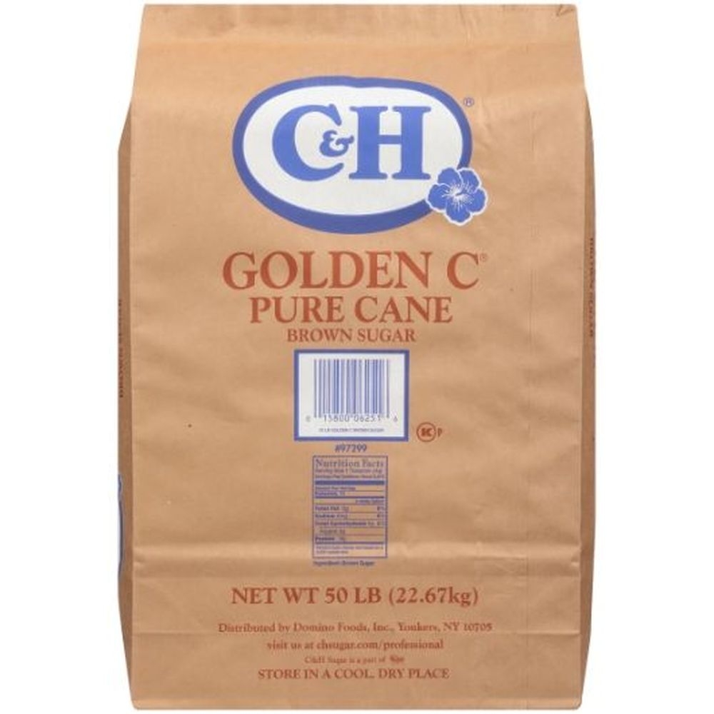 C and H Golden C Pure Cane Golden Brown Sugar, 50 Pound