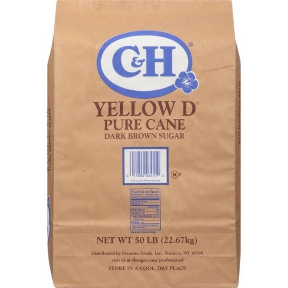 C and H Yellow D Pure Cane Dark Brown Sugar, 50 Pound