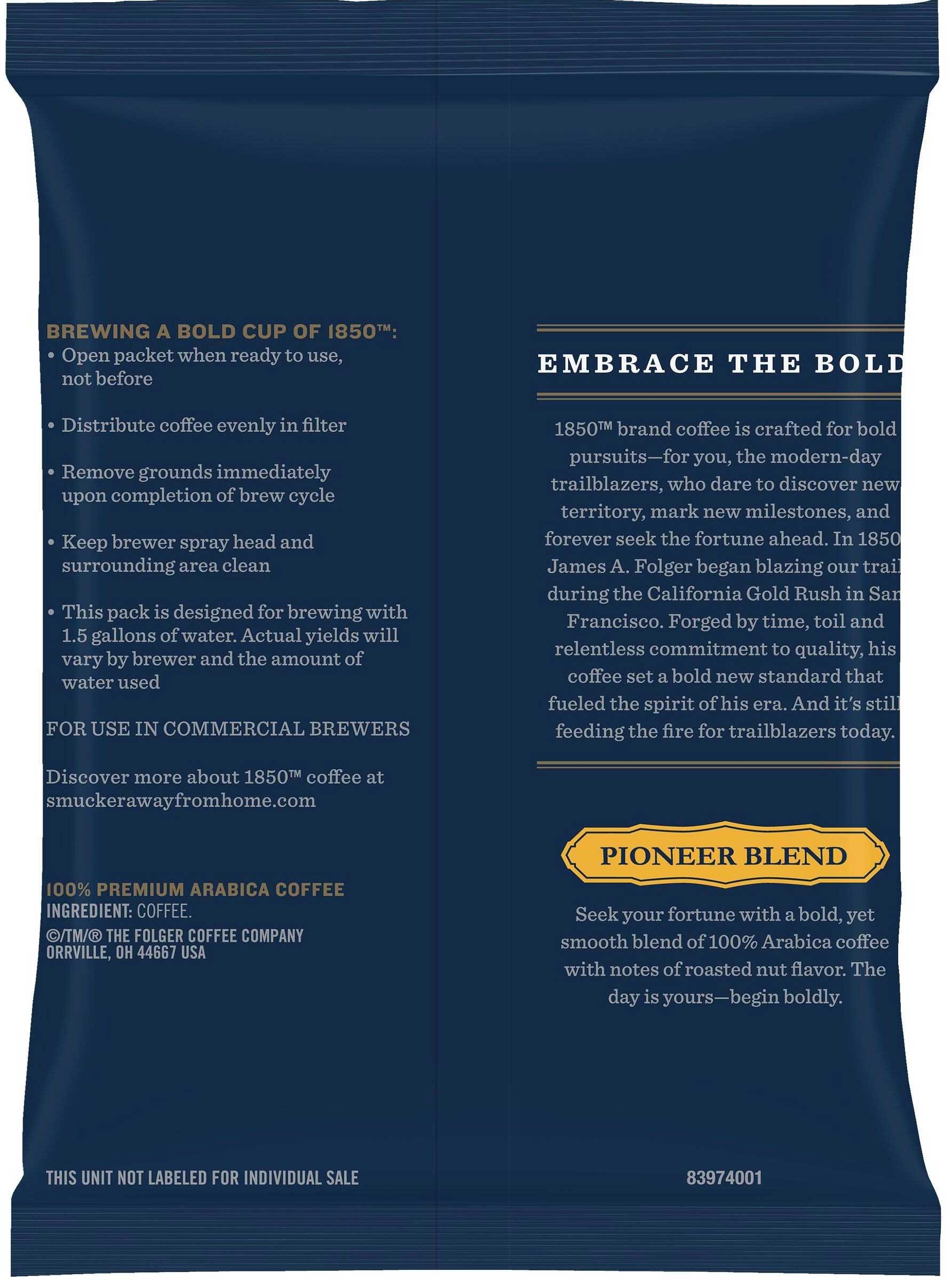 Folgers 1850 Pioneer Blend Medium Roast Ground Coffee, 9 Ounce -- 12 per case.