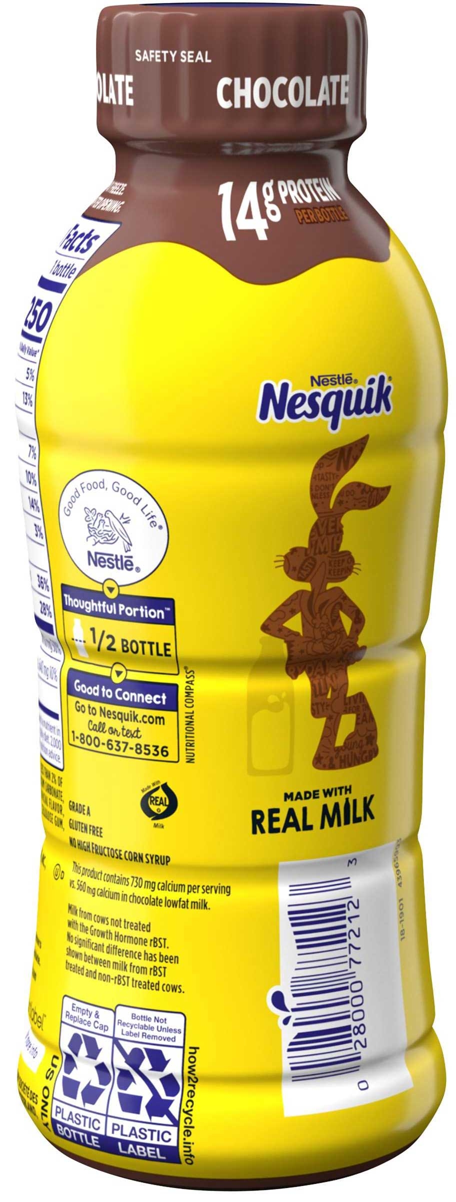 Nestle Nesquick Ready to Drink Lowfat Chocolate Milk, 14 Fluid Ounce -- 12 per case
