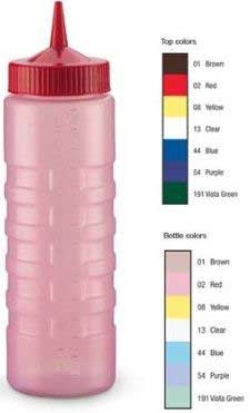 Vollrath Clear Wide Mouth Squeeze Bottle Dispenser With Blue Cap -- 12 Per Case