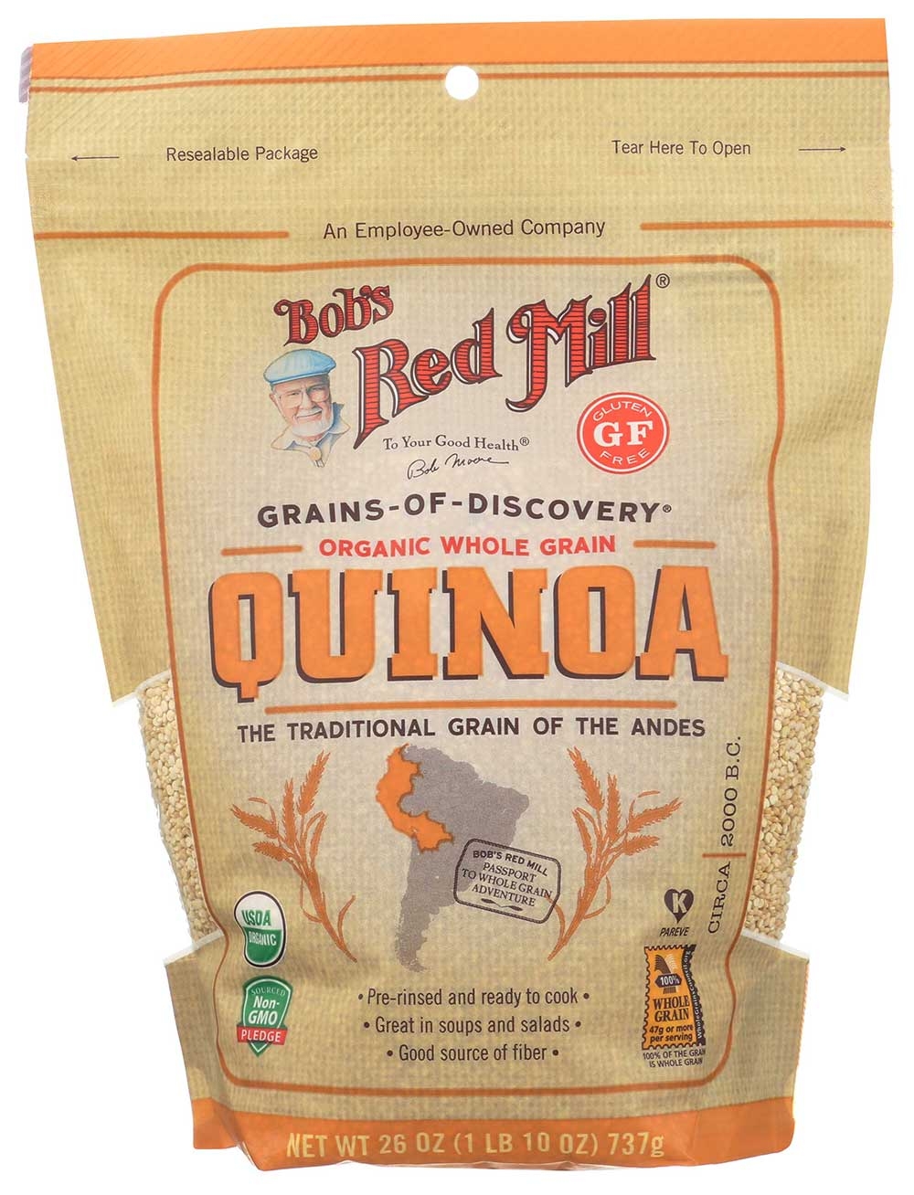 Bob's Red Mill Organic Whole Grain Quinoa, 26 Ounce -- 4 Per Case