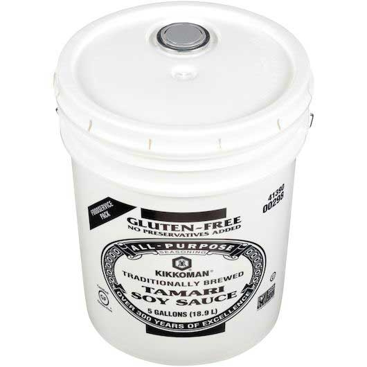 Kikkoman Preservative Free Gluten Free Tamari Soy Sauce, 5 Gallon