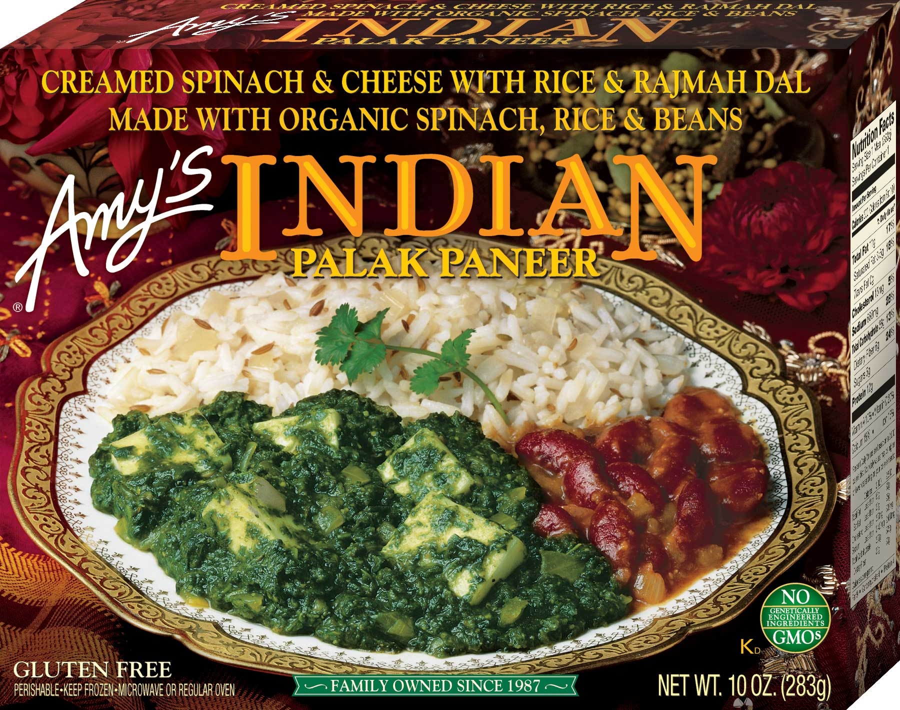 Amys Organic Indian Palak Paneer Whole Meal, 10 Ounce -- 12 per case