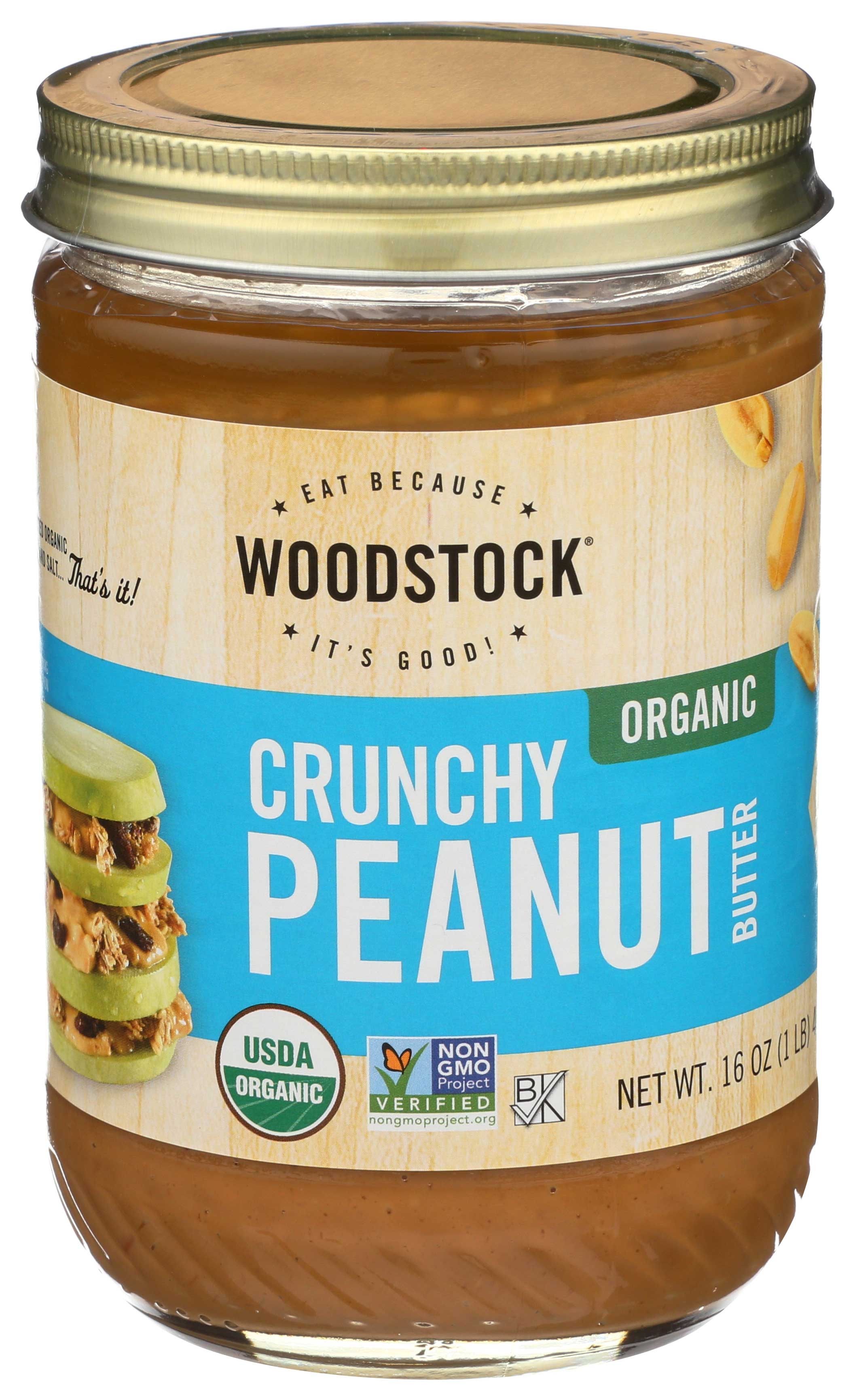 Woodstock Farms Organic Crunchy Peanut Butter, 16 Ounce -- 12 Per Case