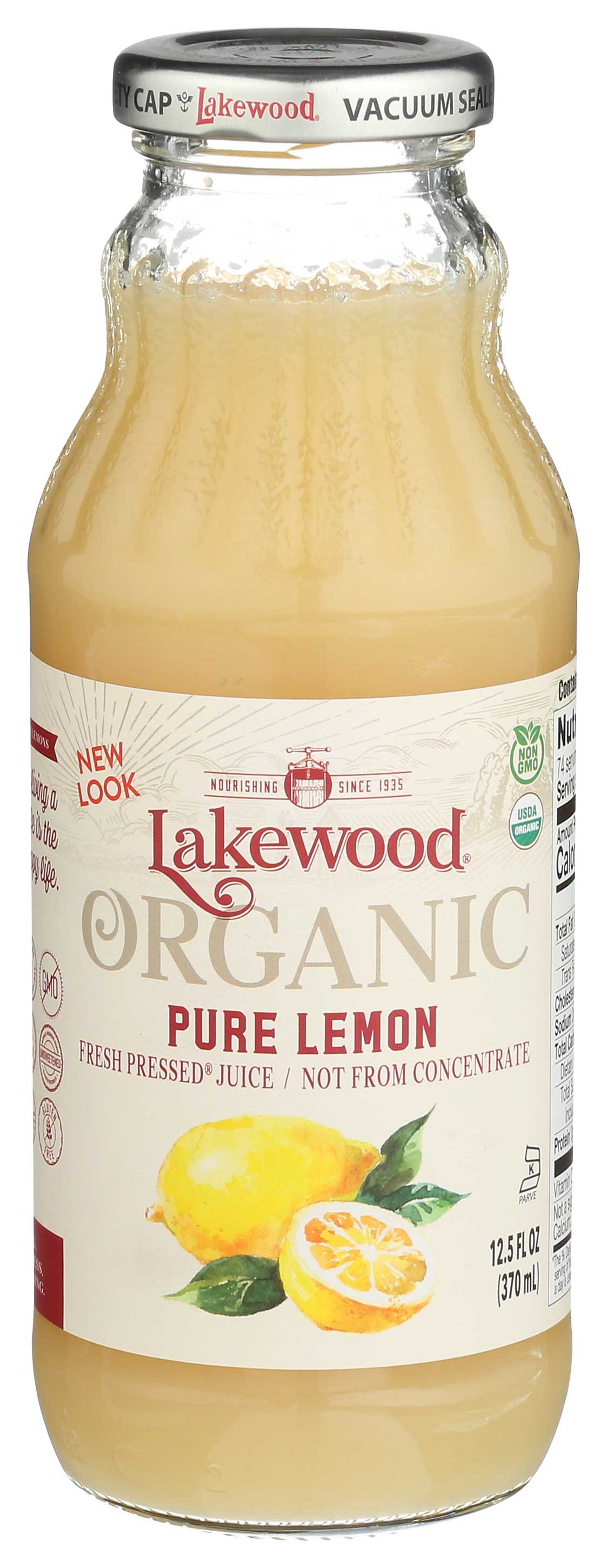 Lakewood Organic Pure Lemon Juice, 12.5 Ounce -- 12 per case.
