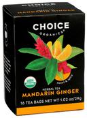 Choice Organics Mandarin Ginger Herbal Tea, 16 tea bags -- 6 per case