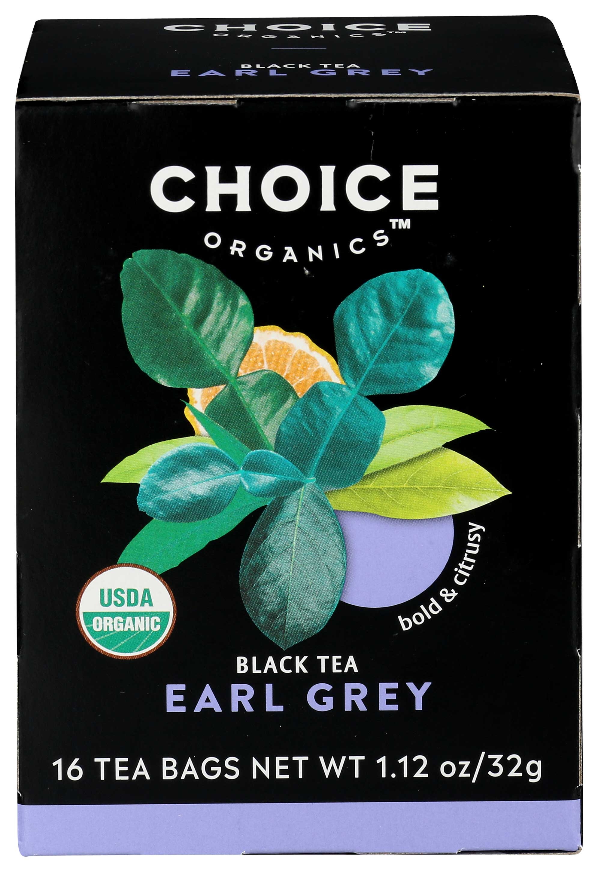 Choice Organic Teas Earl Grey Black Tea - 16 bags per pack -- 6 packs per case.