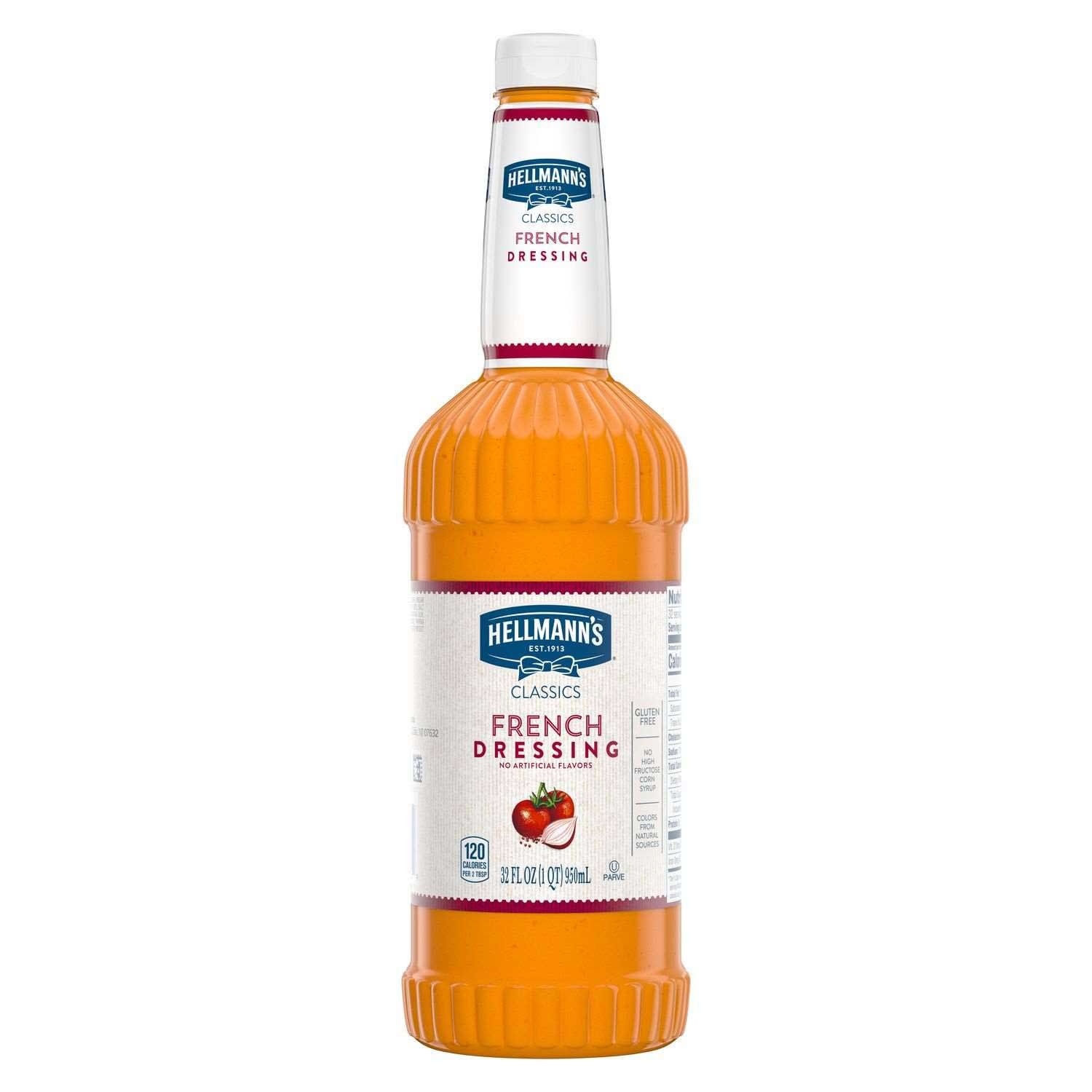Single Hellmann's Classics French Salad Dressing Salad Bar Bottle, 32 Ounce