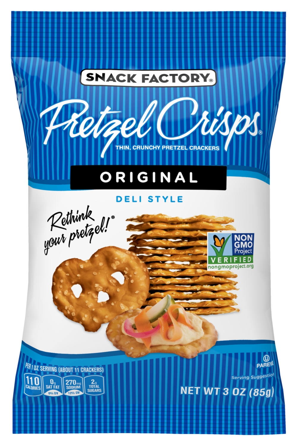 Pretzel Crisps Original Chips, 3 Ounce -- 8 Per Case