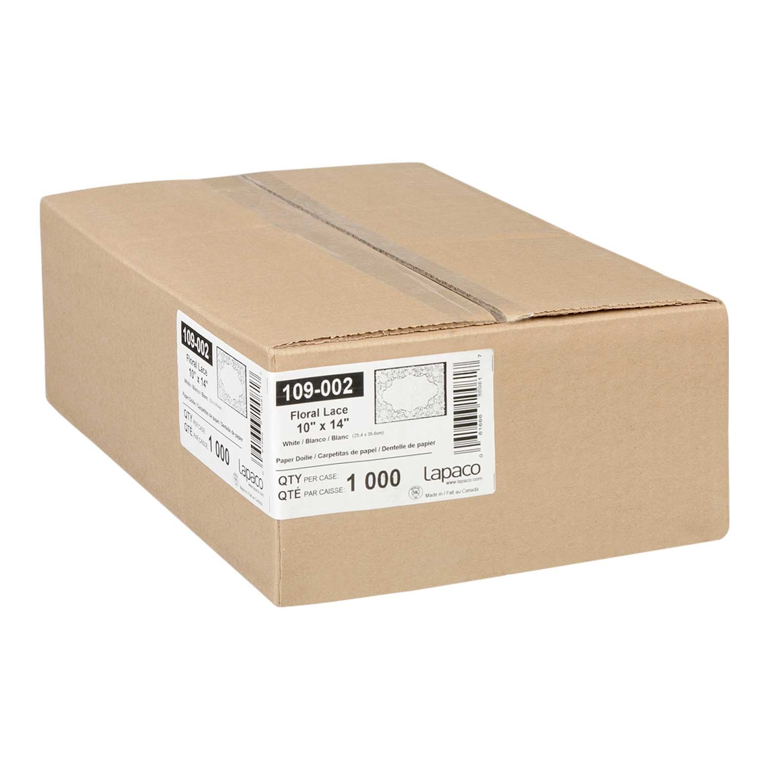 Lapaco Rectangular Floral Lace White Paper Doilie, 10 x 14 inch -- 1000 per case.