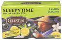 Celestial Seasonings Sleepytime Decaf Lemon Jasmine Green Tea - 20 bags per pack -- 6 packs per case.