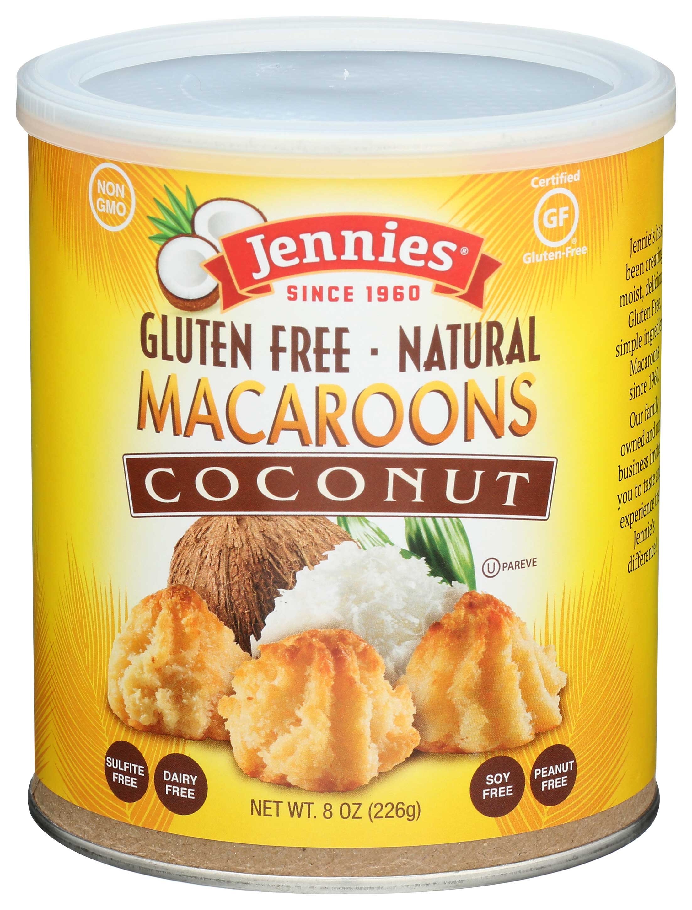 Jennies Coconut Macaroon in Canister, 8 Ounce -- 12 per case.