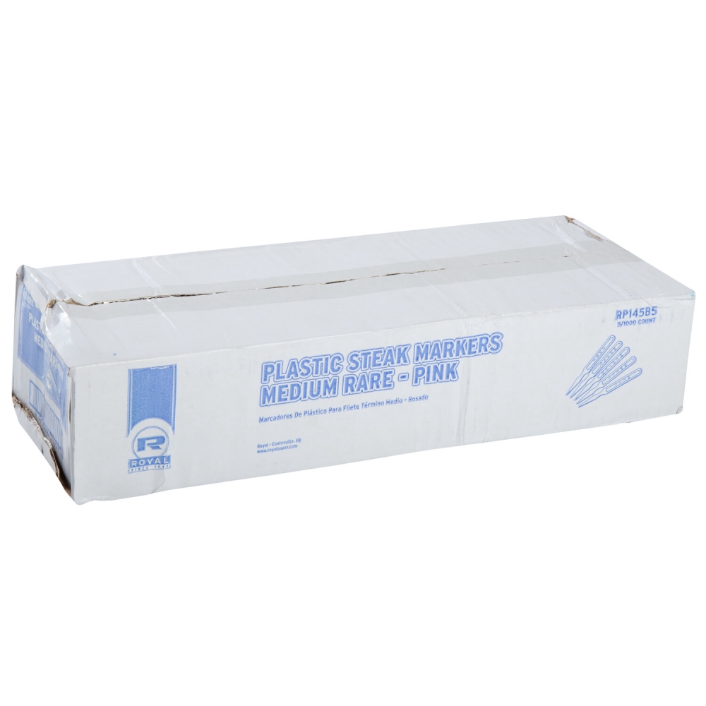Royal Plastic Pink Medium Rare Steak Marker -- 5000 Per Case
