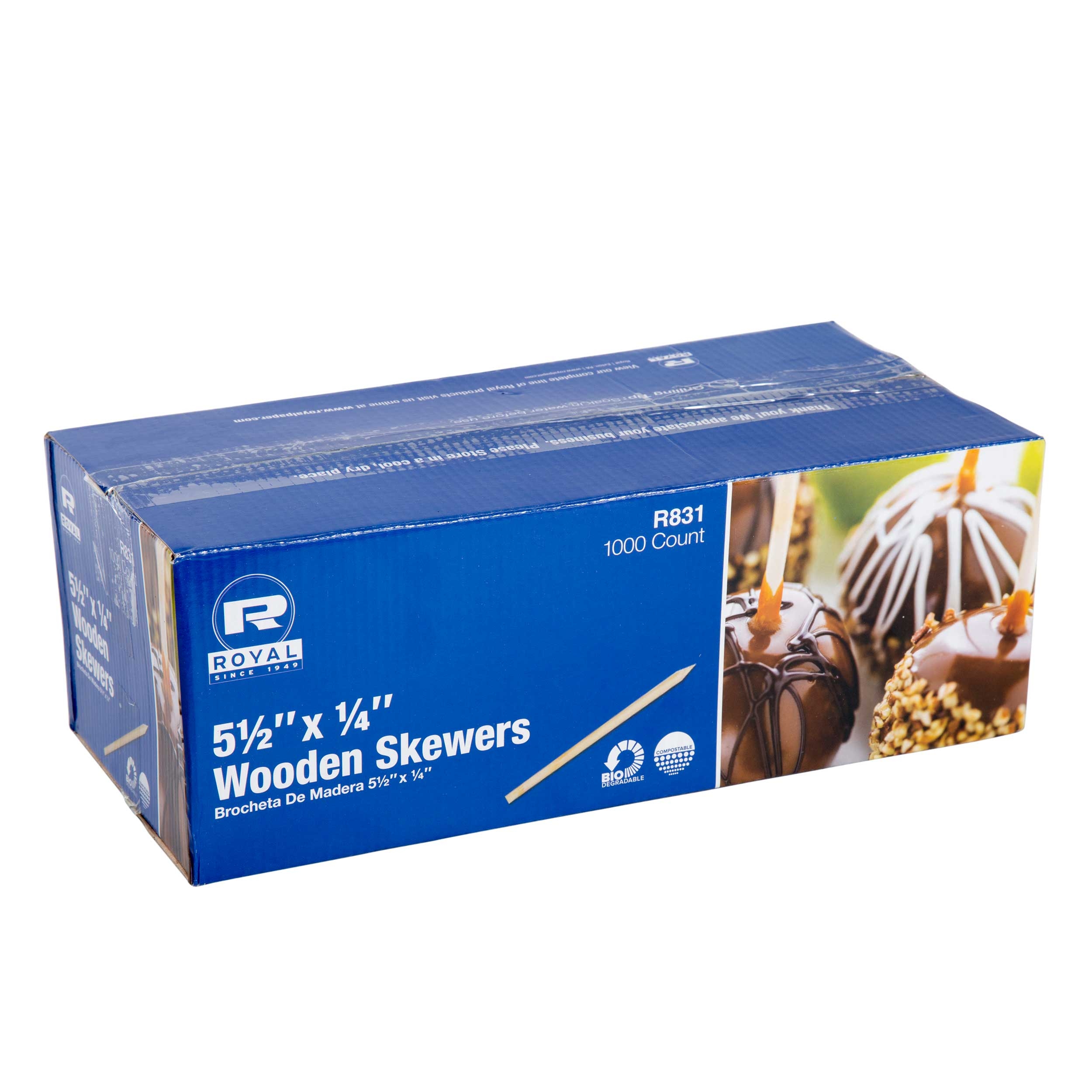 Royal 5 1/2 X 1/4 Inch Wood Skewer, 1000 Count -- 5 Per Case