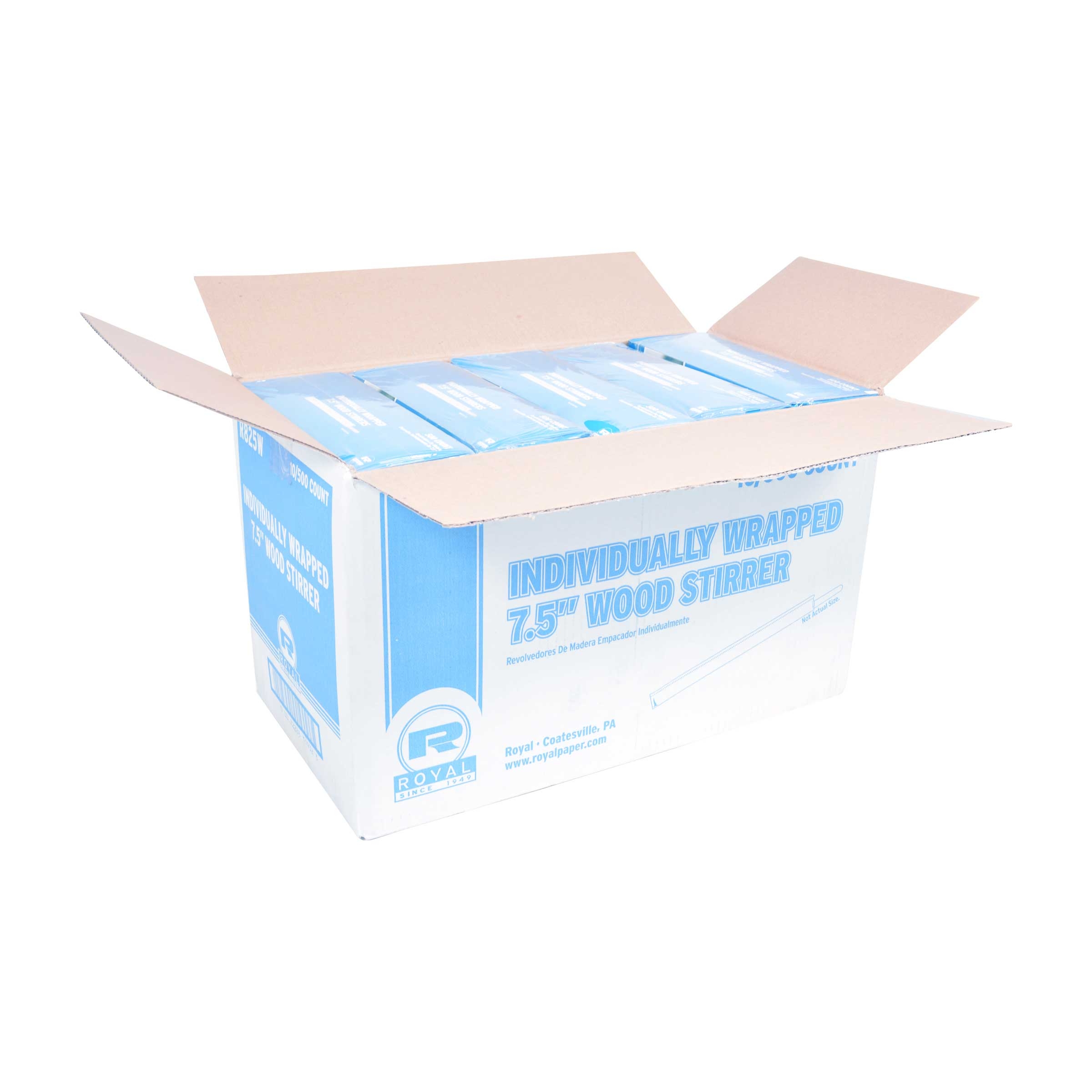 Royal Individually Wrapped Wood Coffee Stirrer, 7 1/2 Inch -- 5000 Per Case