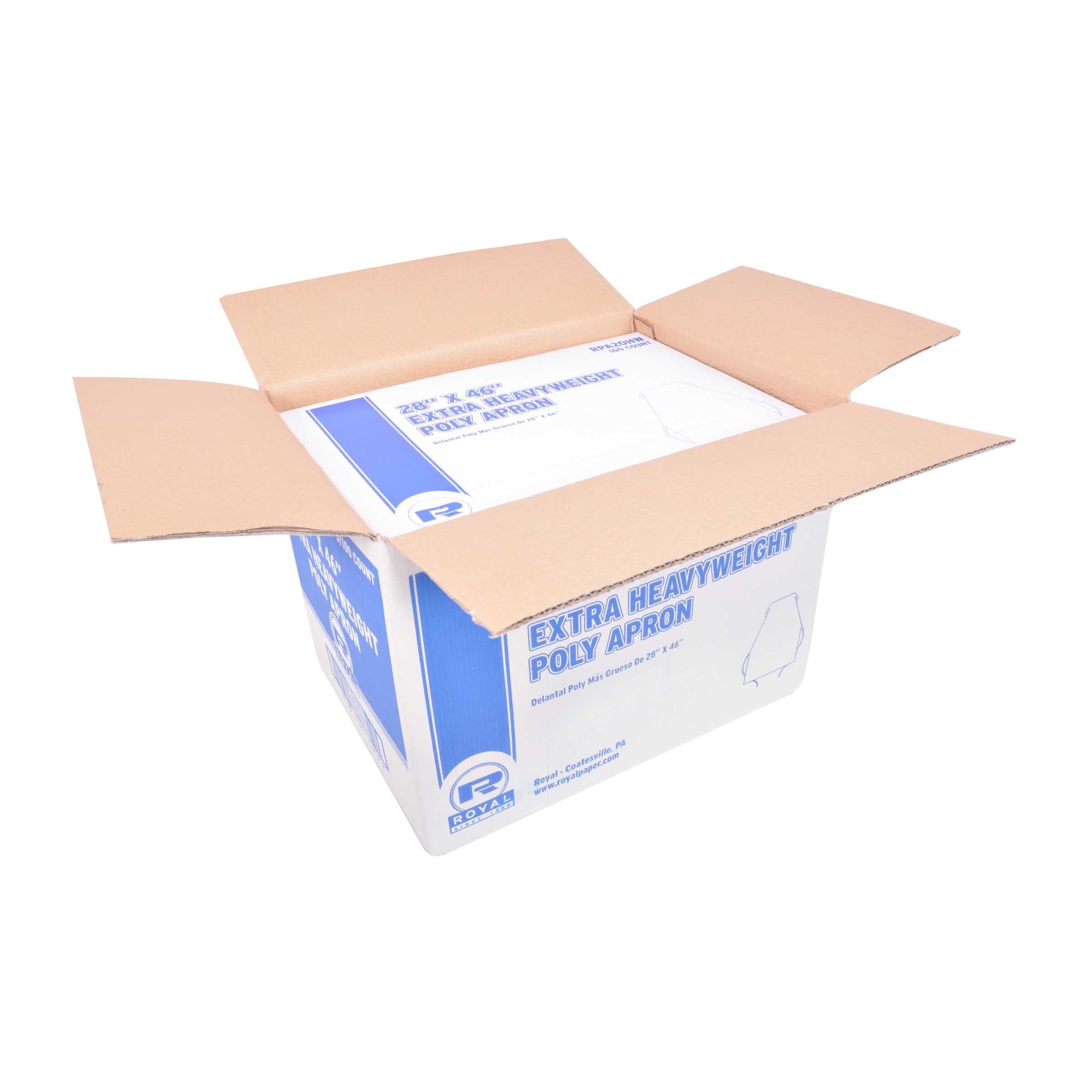 Royal 1.77 Mil Polyethylene Apron, 28 x 46 inch -- 500 per case.